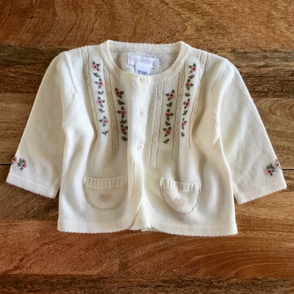 Infant delicate knit cardigan sweater 6-12mo - Picture 2 of 8